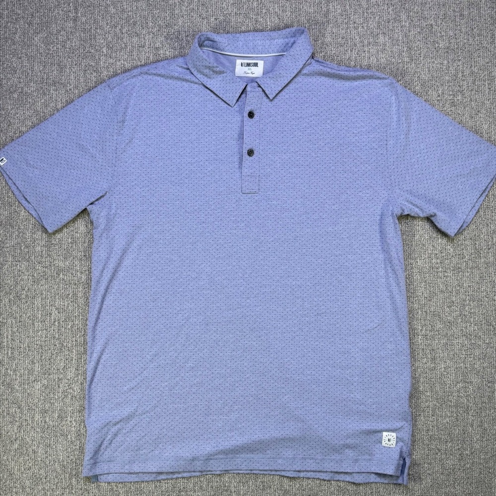 Linksoul Temps Fugit Polo XL Lavender Micro Dot Stretch Golf‎ Shirt Mens